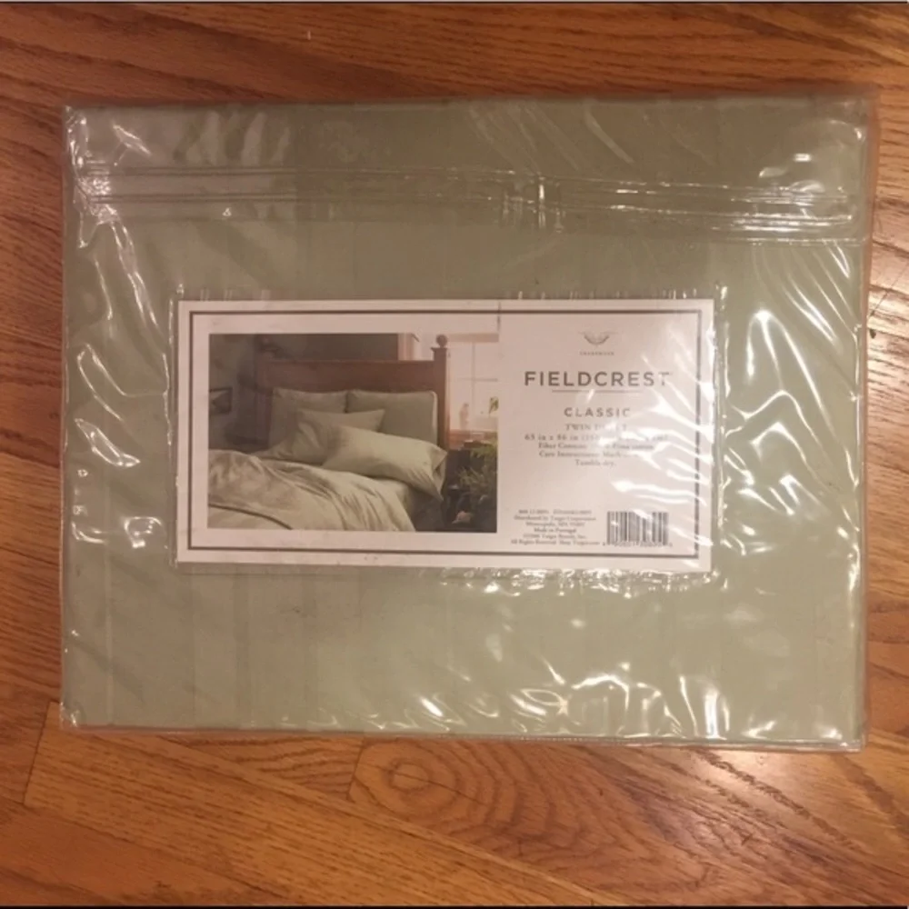 FIELDCREST Duvet Cover Cotton 300 TC Sage Green Twin NEW